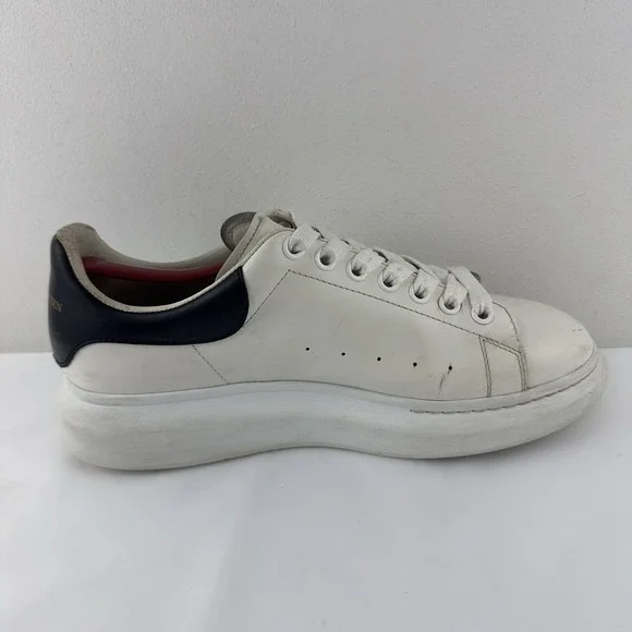 Alexander‎ McQueen Oversized Sneakers Men's White Leather Black Heel Size 43